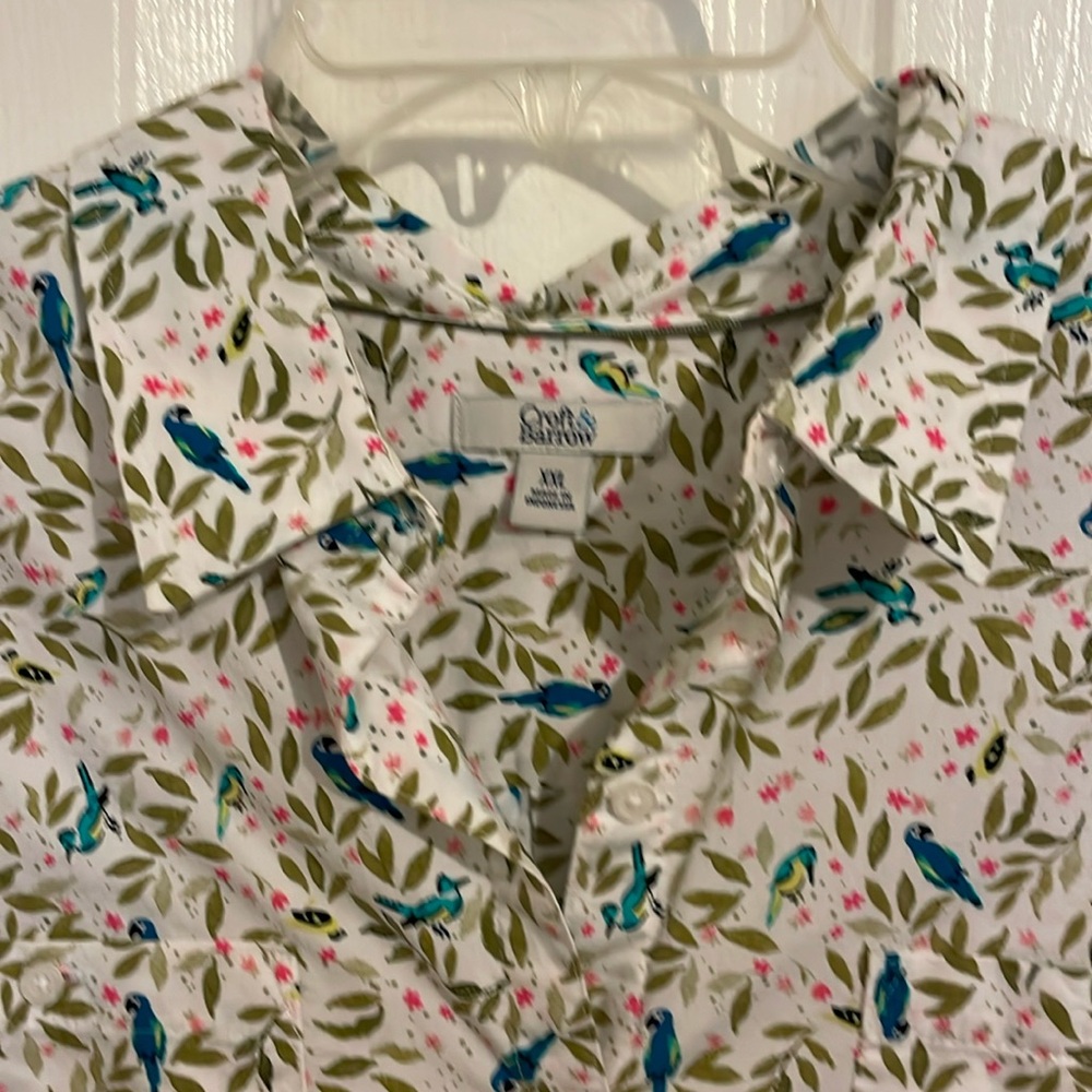 Croft & Barrow Multicolor White Button-Down Shirt with blue birds Size XXL - Picture 4 of 11